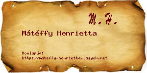 Mátéffy Henrietta névjegykártya